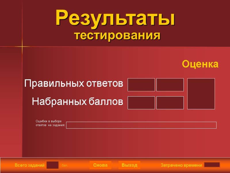 Всего заданий Затрачено времени Снова Выход Результаты  тестирования Подождите! Идет обработка данных 